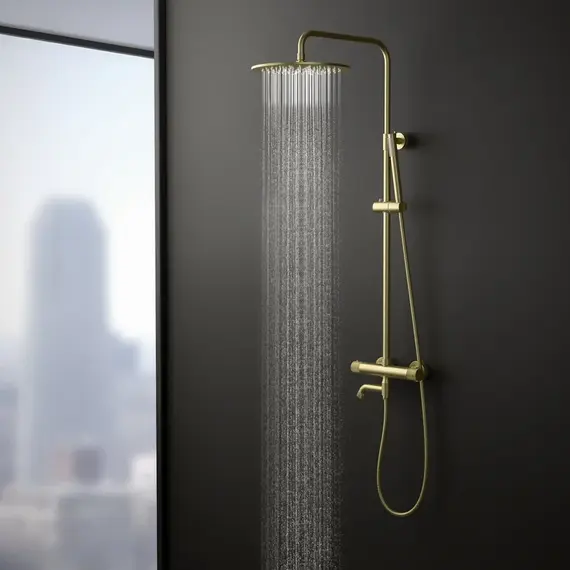 Душевая стойка для ванны с термостатом Timo Saona SX-2380/17, золото матовое фото 5