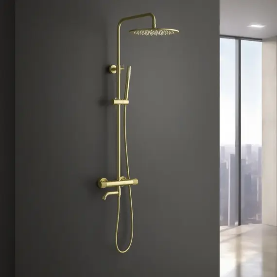 Душевая стойка для ванны с термостатом Timo Saona SX-2380/17, золото матовое фото 3