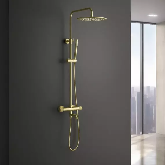 Душевая стойка для ванны с термостатом Timo Saona SX-2380/17, золото матовое фото 2