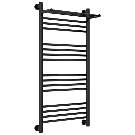 Полотенцесушитель водяной Сунержа Богема+ с полкой П16 500x1060 мм 9005-0223-1050, глубокий чёрный фото 