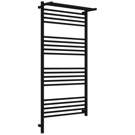Полотенцесушитель электрический Сунержа Богема 3.1 с полкой П20 600x1320 мм 31-6006-1260 L, чёрный матовый фото 