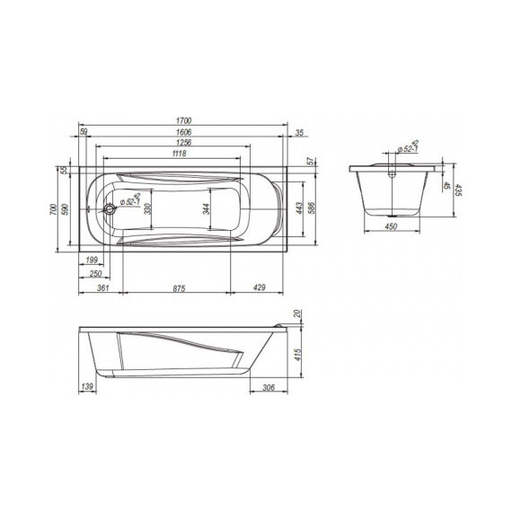 Ванна акриловая Loranto Arctica 160x70 см (с каркасом), Размер - мм: 1600х700 - 2 Ванна акриловая Loranto Arctica 160x70 см (с каркасом), Размер - мм: 1600х700 фото 2