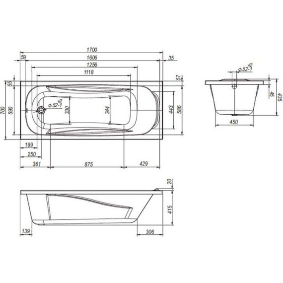 Ванна акриловая Loranto Arctica 170x70 см (с каркасом), Размер - мм: 1700х700 - 2 Ванна акриловая Loranto Arctica 170x70 см (с каркасом), Размер - мм: 1700х700 фото 2