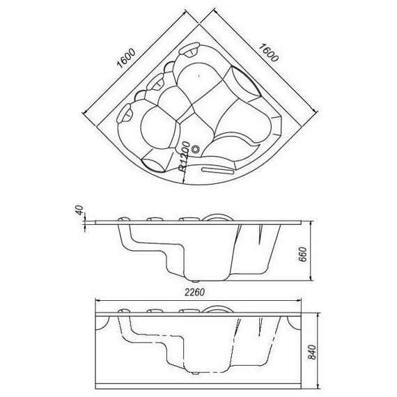 Ванна акриловая Kolpa-San Gaia 160x160 см фото 3