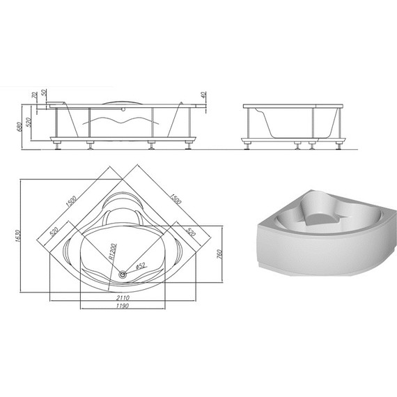 Ванна акриловая Kolpa-San Loco 150x150 см фото 5