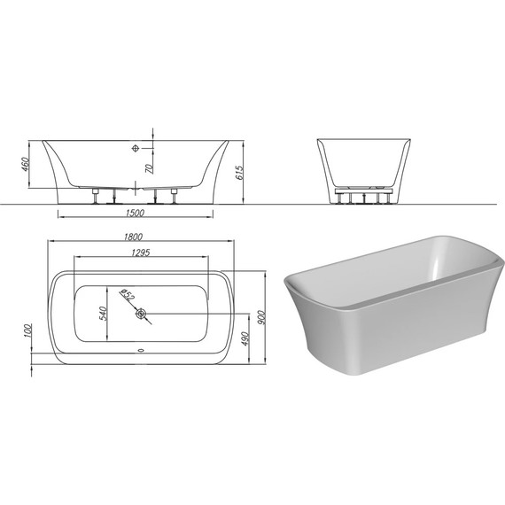 Ванна отдельностоящая Kolpa-San Marilyn FS 180x90 см, белый/черный - 3 Ванна отдельностоящая Kolpa-San Marilyn FS 180x90 см, белый/черный фото 3