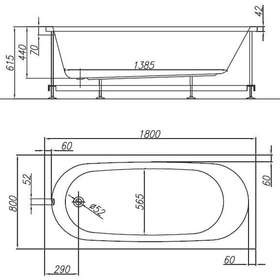 Ванна акриловая Kolpa-San Tamia 180x80 см, Размер - мм: 1800х800 - 6 Ванна акриловая Kolpa-San Tamia 180x80 см, Размер - мм: 1800х800 фото 6
