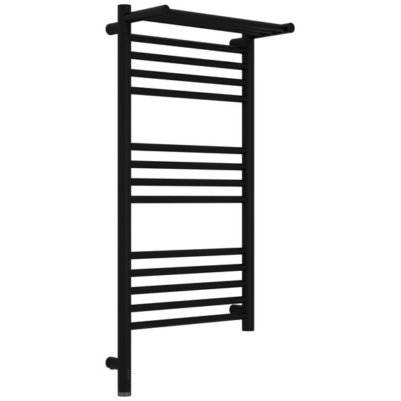 Полотенцесушитель электрический Сунержа Богема 3.1 с полкой П14 400x920 мм 31-6006-8040 L, чёрный матовый фото 
