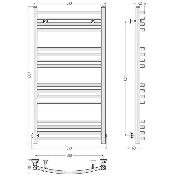 Полотенцесушитель водяной Сунержа Аркус П16 500x1000 мм 32-0251-1050, золотой шёлк фото 3