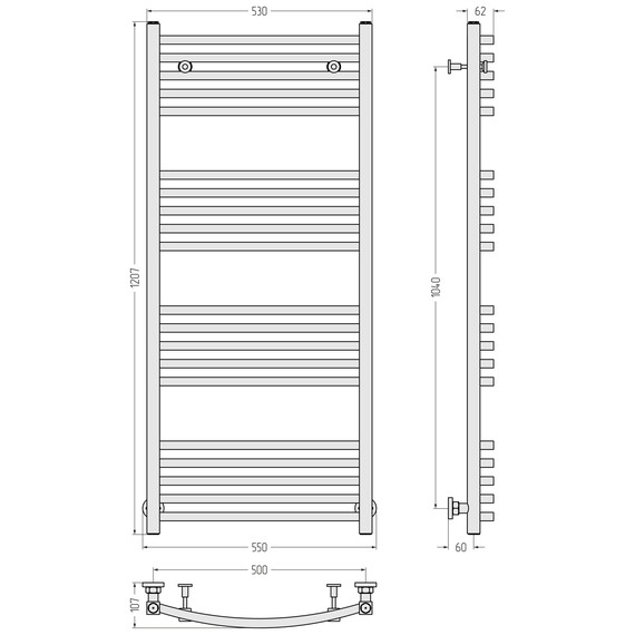 Полотенцесушитель водяной Сунержа Аркус П20 500x1200 мм 30-0251-1250, белый матовый фото 3