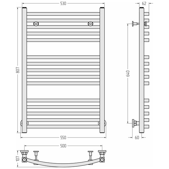 Полотенцесушитель водяной Сунержа Аркус П15 500x800 мм 3020-0251-8050, транспортный красный фото 2