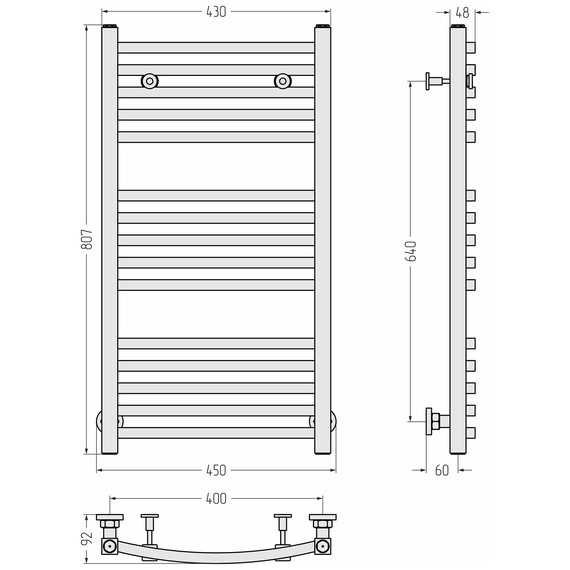 Полотенцесушитель водяной Сунержа Аркус П15 400x800 мм 020-0251-8040, шампань фото 3