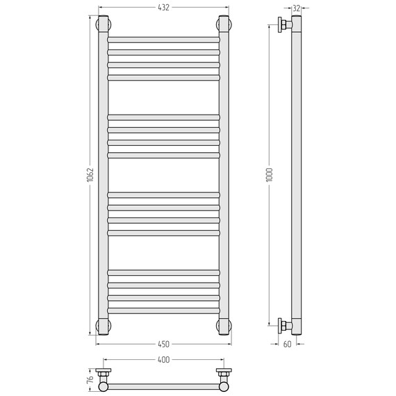 Полотенцесушитель водяной Сунержа Богема+ П16 400x1060 мм (прямая перемычка) 05-0220-1040, состаренная бронза фото 3