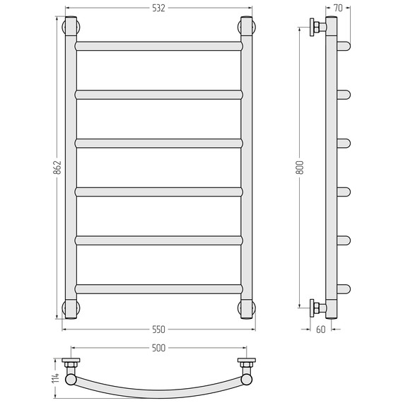 Полотенцесушитель водяной Сунержа Галант+ П6 500x860 мм 022-0200-8050, шампань матовый фото 3
