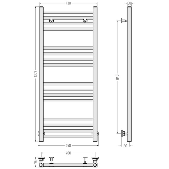 Полотенцесушитель водяной Сунержа Модус П16 400x1000 мм 15-0250-1040, тёмный титан муар фото 4