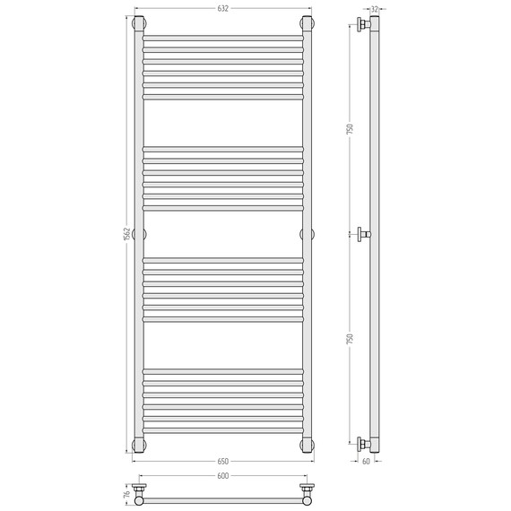 Полотенцесушитель водяной Сунержа Богема+ П24 600x1560 мм (прямая перемычка) 05-0220-1560, состаренная бронза фото 3