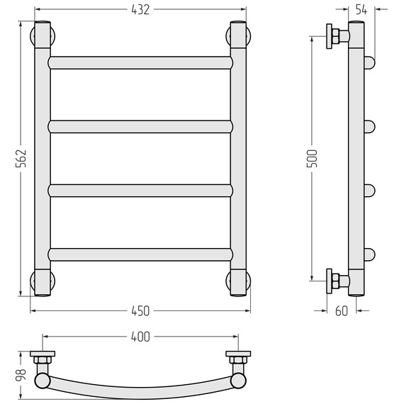 Полотенцесушитель водяной Сунержа Галант+ П4 400x560 мм 020-0200-5040, шампань фото 3