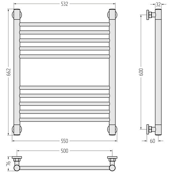 Полотенцесушитель водяной Сунержа Богема+ П10 500x660 мм (прямая перемычка) 05-0220-6050, состаренная бронза фото 3