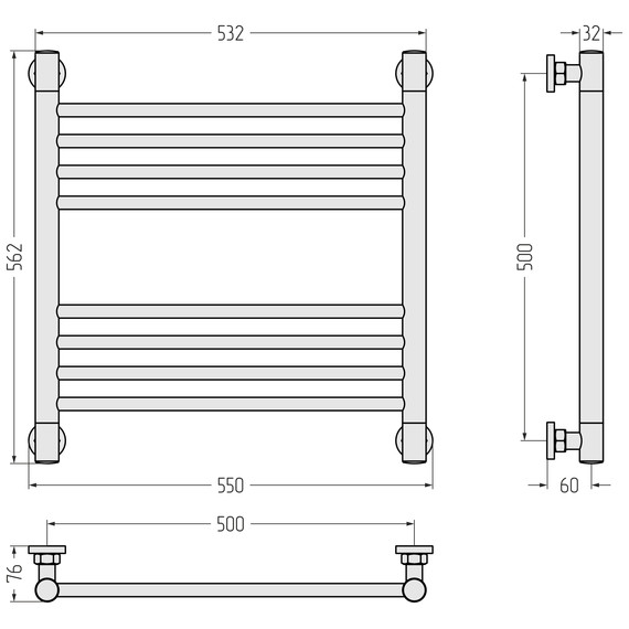 Полотенцесушитель водяной Сунержа Богема+ П8 500x560 мм (прямая перемычка) 32-0220-5050, золотой шёлк фото 3