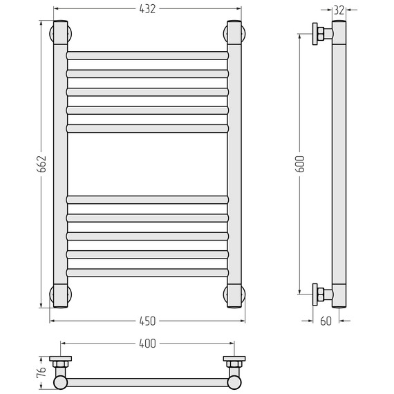 Полотенцесушитель водяной Сунержа Богема+ П10 400x660 мм (прямая перемычка) 051-0220-6040, состаренная латунь фото 3