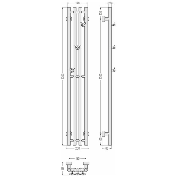 Полотенцесушитель водяной Сунержа Кантата PRO П4 150x1200 мм 071-0446-1215, сатин фото 4