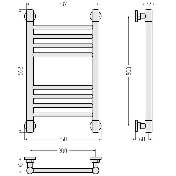 Полотенцесушитель водяной Сунержа Богема+ П8 300x560 мм (прямая перемычка) 03-0220-5030, золото фото 3