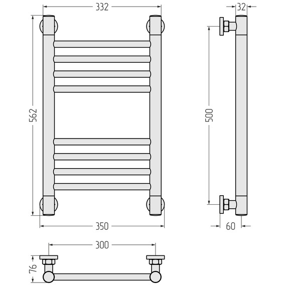 Полотенцесушитель водяной Сунержа Богема+ П8 300x560 мм (прямая перемычка) 051-0220-5030, состаренная латунь фото 3