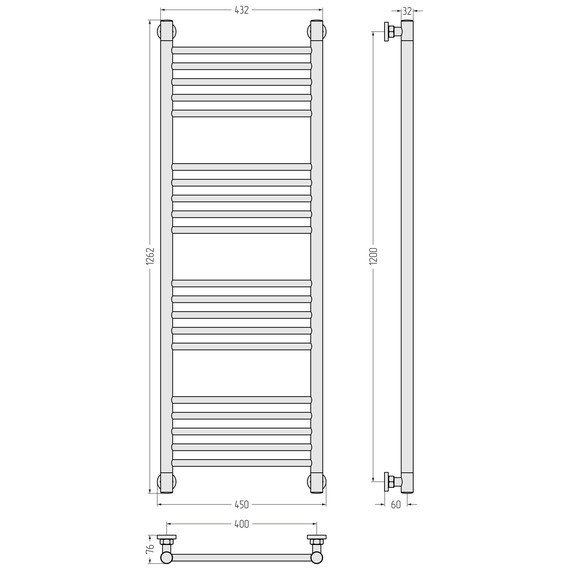 Полотенцесушитель водяной Сунержа Богема+ П20 400x1260 мм (прямая перемычка) 32-0220-1240, золотой шёлк фото 3