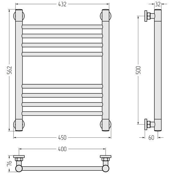 Полотенцесушитель водяной Сунержа Богема+ П8 400x560 мм (прямая перемычка) 022-0220-5040, шампань матовый фото 3