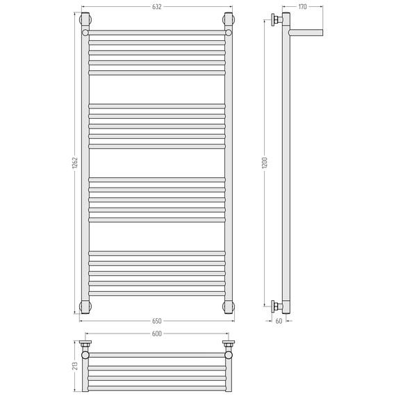 Полотенцесушитель водяной Сунержа Богема+ с полкой П20 600x1260 мм 071-0223-1260, сатин фото 3