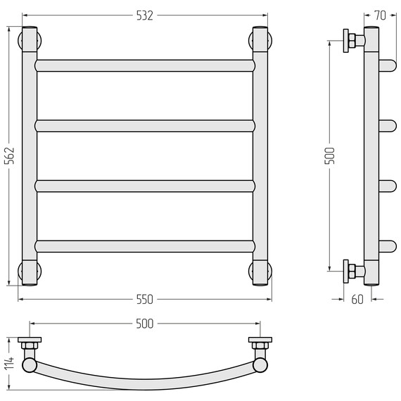 Полотенцесушитель водяной Сунержа Галант+ П4 500x560 мм 032-0200-5050, золото матовое фото 3