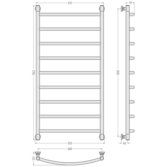 Полотенцесушитель водяной Сунержа Галант+ П9 600x1260 мм 05-0200-1260, состаренная бронза фото 3