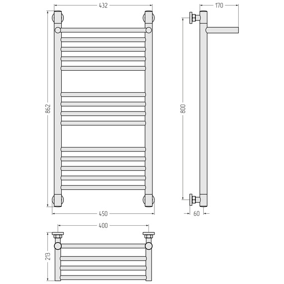 Полотенцесушитель водяной Сунержа Богема+ с полкой П14 400x860 мм 30-0223-8040, белый матовый фото 3