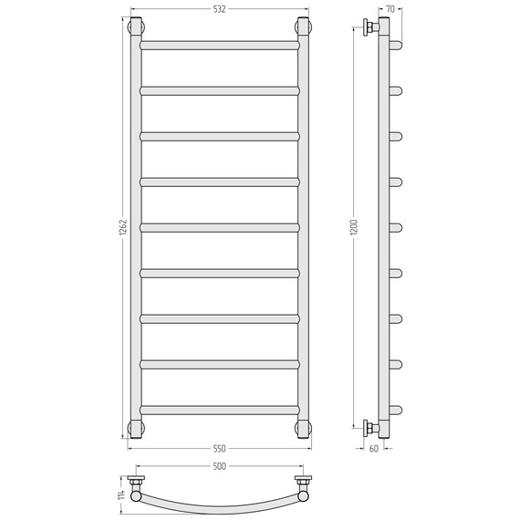 Полотенцесушитель водяной Сунержа Галант+ П9 500x1260 мм 03-0200-1250, золото фото 3