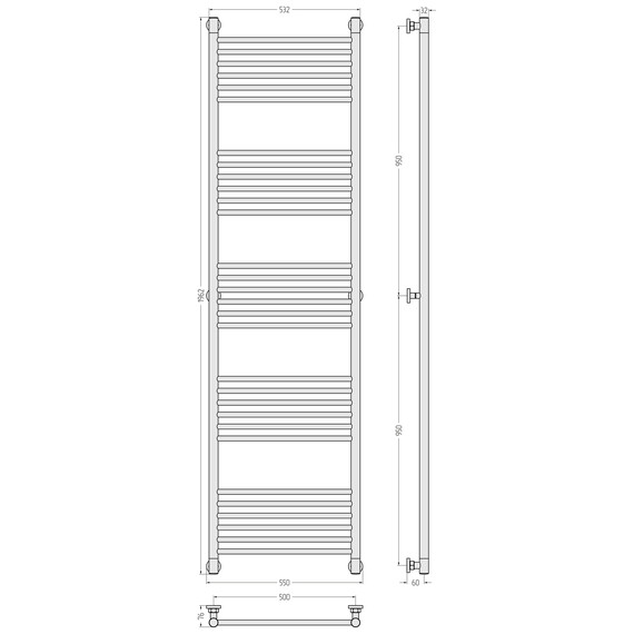 Полотенцесушитель водяной Сунержа Богема+ П30 500x1960 мм (прямая перемычка) 03-0220-1950, золото фото 3