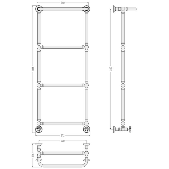 Полотенцесушитель водяной Сунержа Ренессанс П4 500x1330 мм 032-0281-1250, золото матовое фото 3