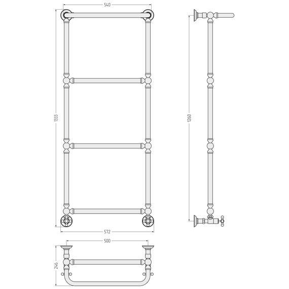 Полотенцесушитель водяной Сунержа Ренессанс П4 500x1330 мм 31-0281-1250, чёрный матовый фото 3