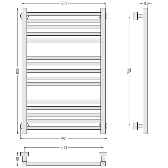 Полотенцесушитель водяной Сунержа Модус PRO П15 500x800 мм 020-0450-8050, шампань фото 3