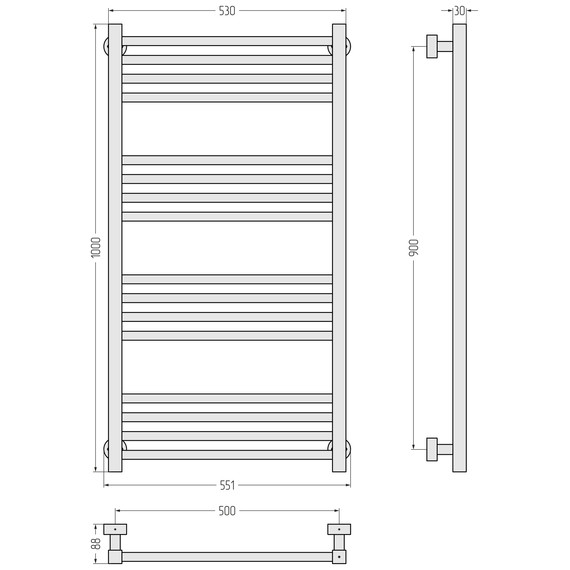 Полотенцесушитель водяной Сунержа Модус PRO П16 500x1000 мм 071-0450-1050, сатин фото 3