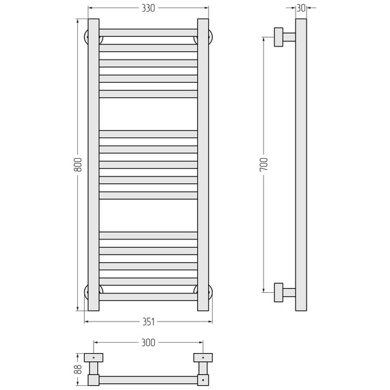 Полотенцесушитель водяной Сунержа Модус PRO П15 300x800 мм 15-0450-8030, тёмный титан муар фото 3