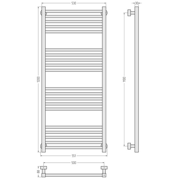 Полотенцесушитель водяной Сунержа Модус PRO П20 500x1200 мм 30-0450-1250, белый матовый фото 3