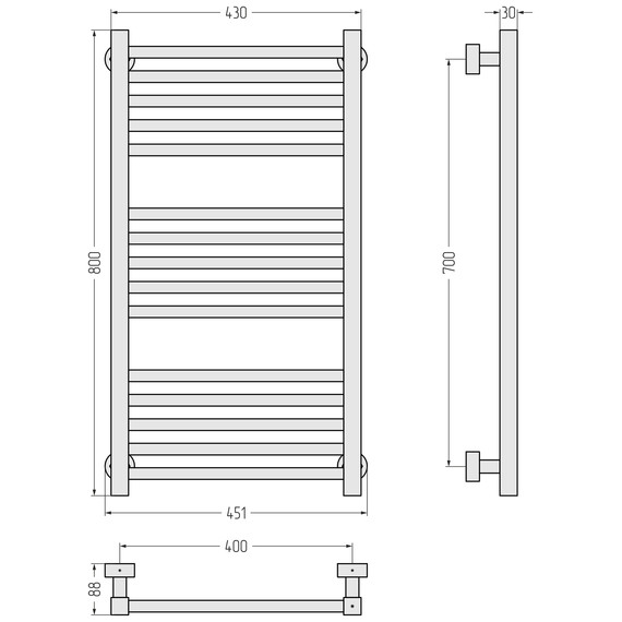 Полотенцесушитель водяной Сунержа Модус PRO П15 400x800 мм 020-0450-8040, шампань фото 3