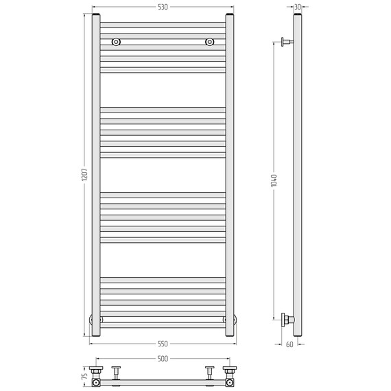 Полотенцесушитель водяной Сунержа Модус П20 500x1200 мм 032-0250-1250, золото матовое фото 3