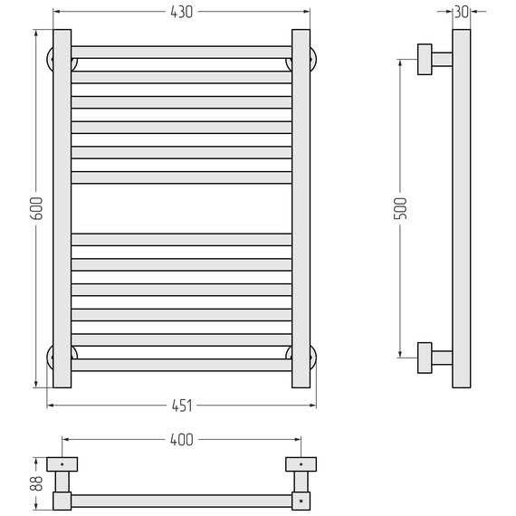 Полотенцесушитель водяной Сунержа Модус PRO П12 400x600 мм 30-0450-6040, белый матовый фото 3