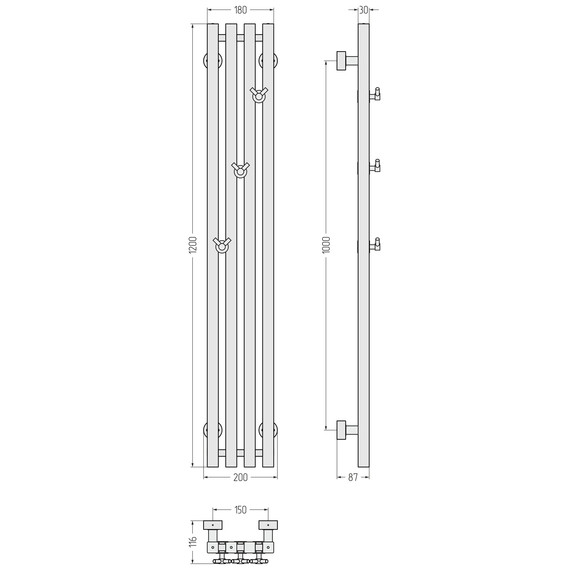 Полотенцесушитель водяной Сунержа Сатерленд PRO П4 150x1200 мм 032-0457-1215, золото матовое фото 4