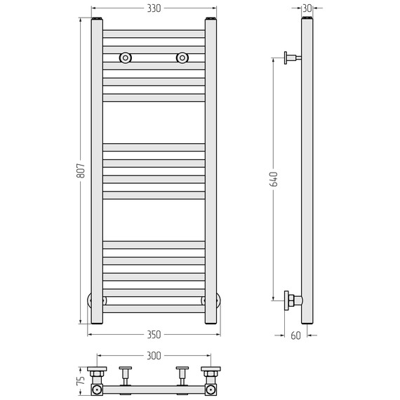 Полотенцесушитель водяной Сунержа Модус П14 300x800 мм 020-0250-8030, шампань фото 4