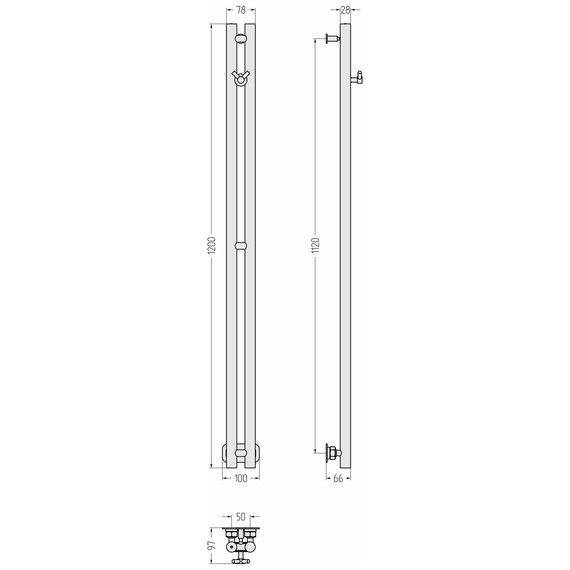 Полотенцесушитель водяной Сунержа Нюанс PRO П2 50x1200 мм 31-0412-1250, чёрный матовый фото 3