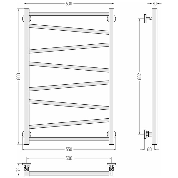 Полотенцесушитель водяной Сунержа Сирокко П8 500x800 мм 32-0253-8050, золотой шёлк фото 3