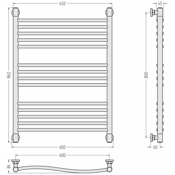Полотенцесушитель водяной Сунержа Флюид+  П14 600x860 мм 05-0222-8060, состаренная бронза фото 3