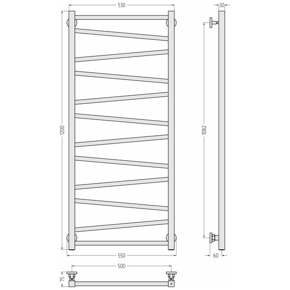 Полотенцесушитель водяной Сунержа Сирокко П12 500x1200 мм 32-0253-1250, золотой шёлк фото 3